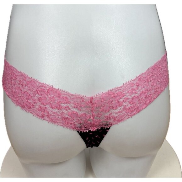 Honeydew Intimates M/L Pink-Black Heart Lace Waist Bow Thong Panties-Set of 2 - Picture 6 of 10